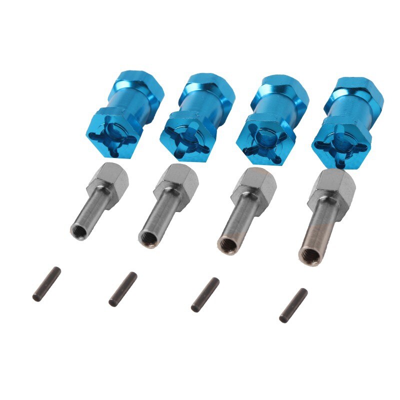 Rc bil 4 stk 1/10 12mm- hjuls navforlengelsesadapter lang kombikobling til rc bil hsp aksial traxxas deler: Blå