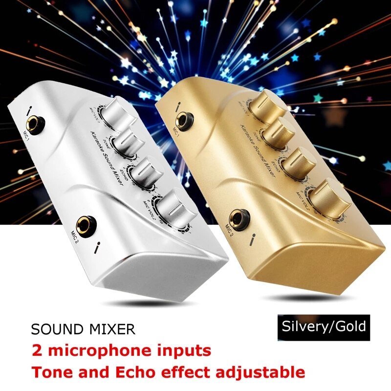 Karaoke Sound Mixer Mini Microphones Audio Mixer Amplifier Mixer Console Digital Sound Mixer Black
