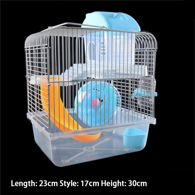 Cage métallique en forme de Villa à Double étage avec bol d&#39;alimentation, jouet de patinage à roulettes, petit château, Cage Hamster à Double étage: C-1