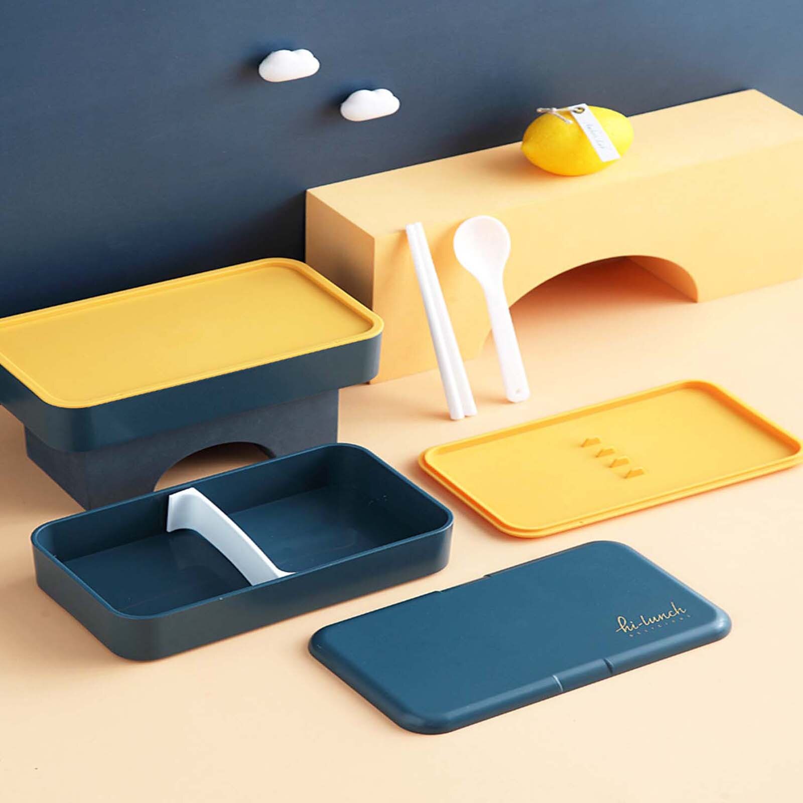 Box Leak-Proof Lunch Box With Compartment Wheat Straw Portable Lunch Boxes for Student Office Worker Microwave Heating QW