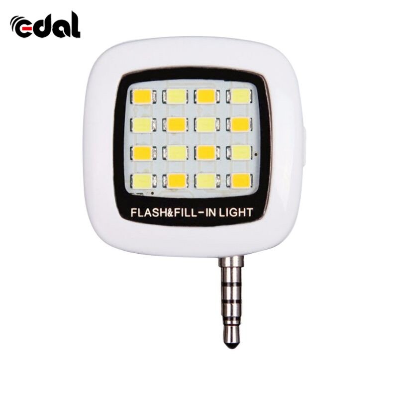 Draagbare Selfie Licht Mini 16 Leds Smartphone Led Flash voor Samsung Galaxy s7 edge s6 voor iPhone 6S 5 led Flash voor Camera Telefoon: WHITE