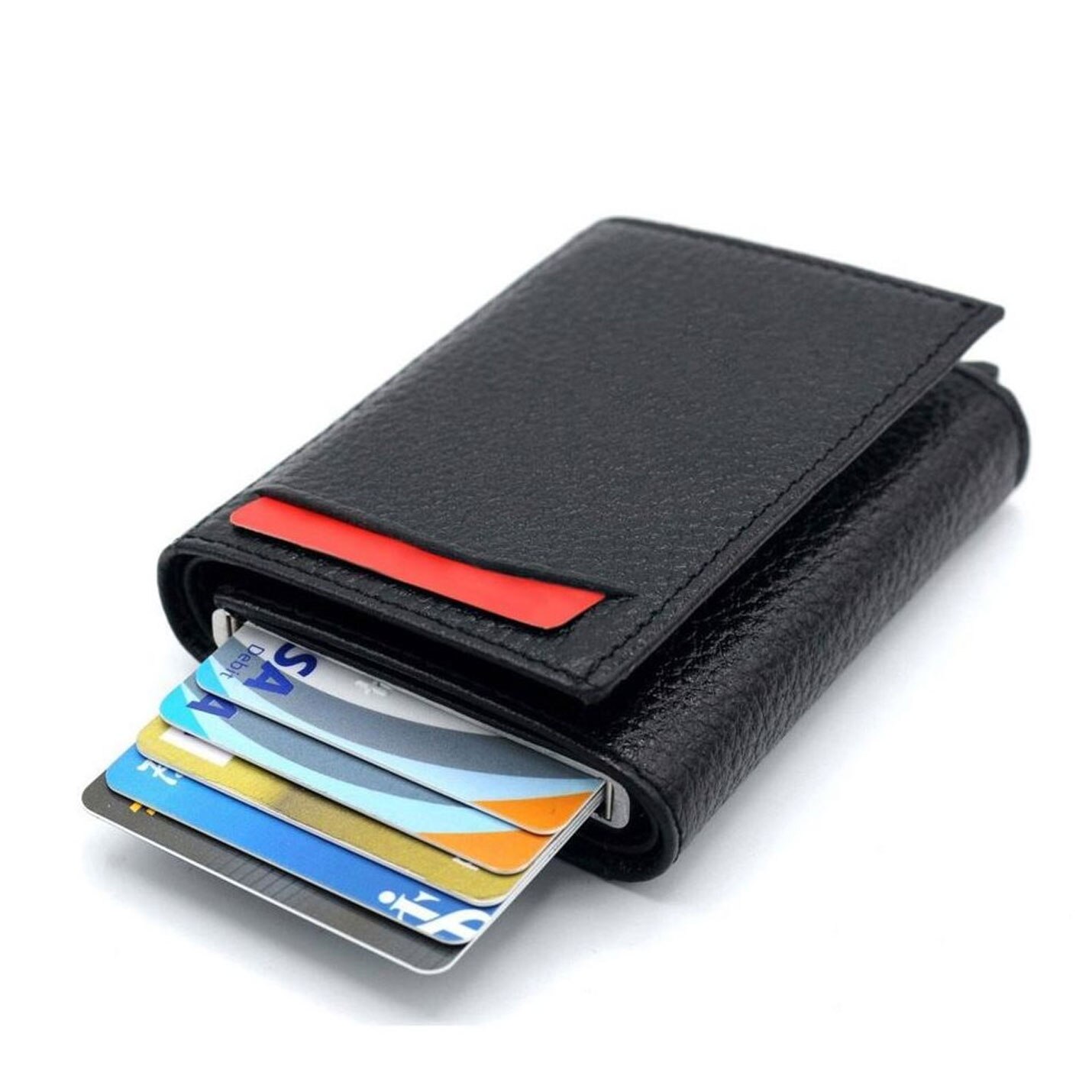 Newish Polo Automatic Card Holder & Wallet: Black