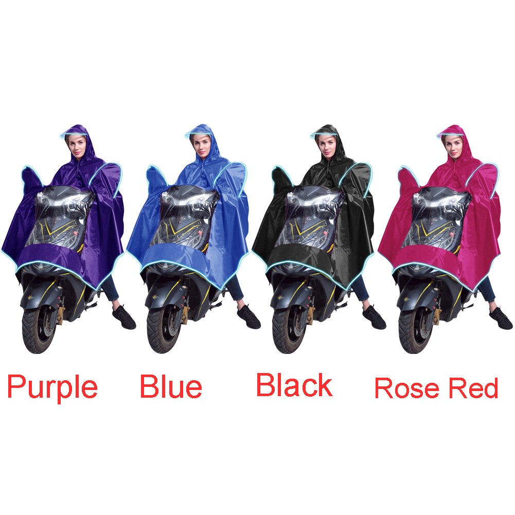 PVC Rain Cape Poncho Wide Hat Brim Waterpoof Safe Riding With Reflective Strip Universal Motorcycle Accessories