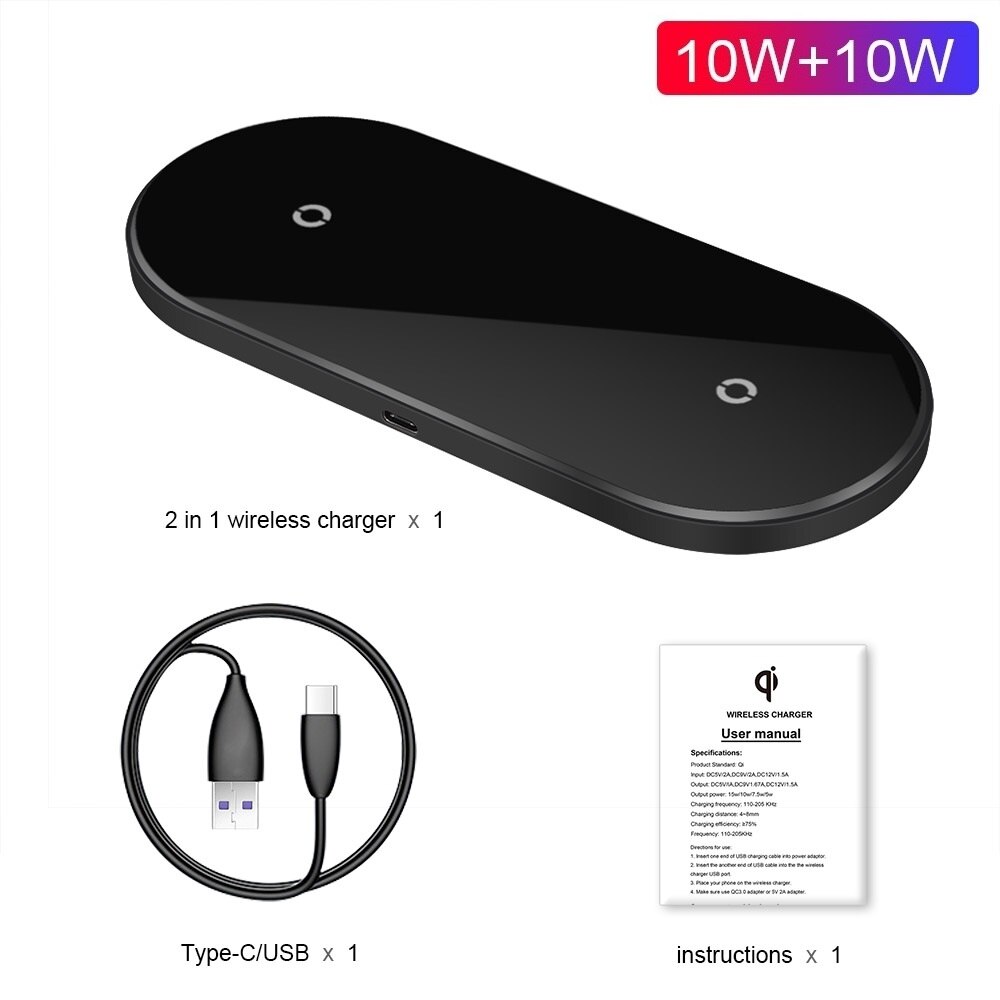 2 W 1 30W podwójna bezprzewodowa ładowarka Qi robić Samsung S21 S20 podwójna szybka ładowarka Qi robić IPhone 13 12 11 XS XR 8 Airpods zawodowiec: Mirror Dual 10W