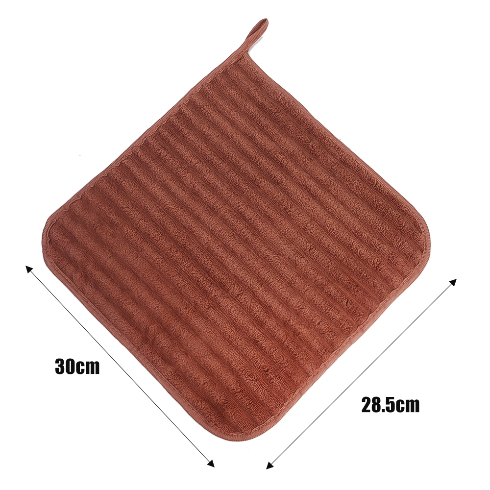 Toalla de limpieza de manos de lana Coral, toalla absorbente gruesa, pañuelo suave duradero, toalla para lavar platos de cocina, 5/1 Uds.: Castaño / 3 unids