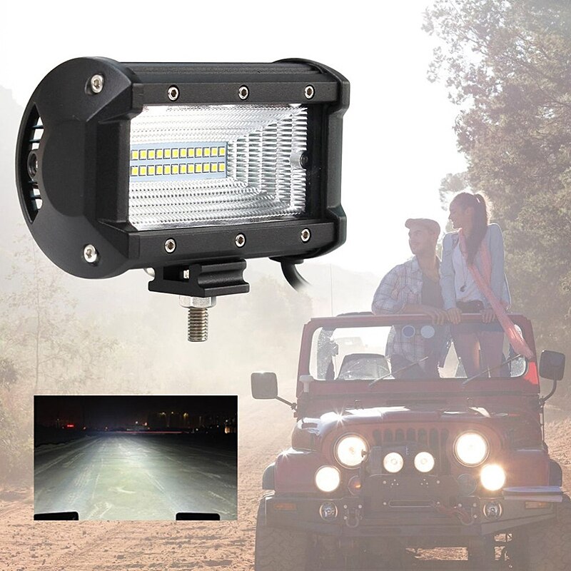 Led lysbjælke 72w led arbejdslygter 12v lysbjælke 5 tommer 4d led lampe til tågelygter til traktorbåd bil lastbil suv atv motorcykel