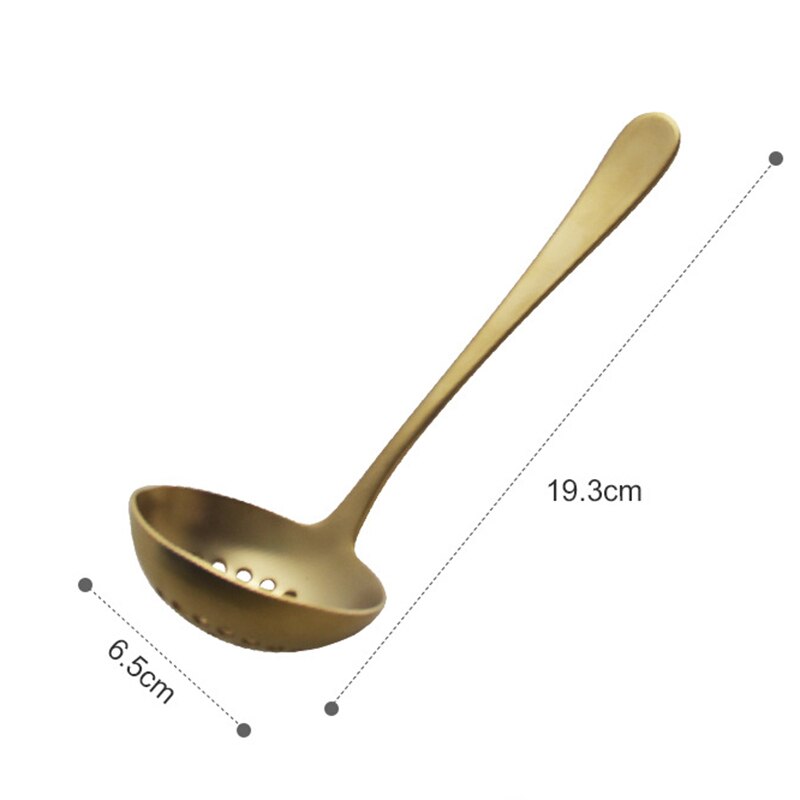 De acero inoxidable 304 estofado ranurado sopa salsa colador de cazo esfuerzo cuchara servir espumadera de cocina utensilios de cocina: Gold Colander