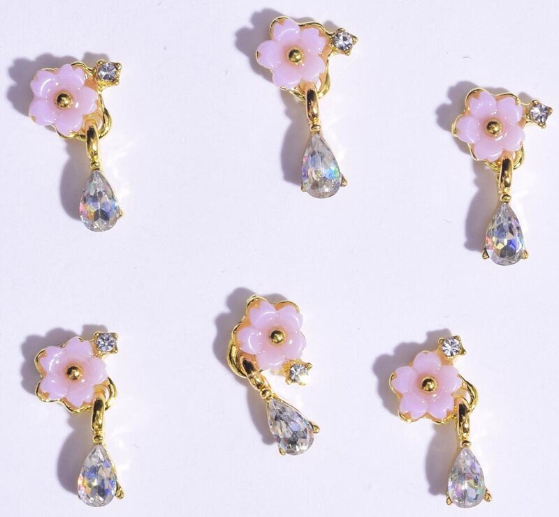 10-16mm 10pcs Zircon Nail Charms Pierced Fingernail Jewelry 14 Styles of Charms Pearl L-Long Reusable nail nail charms: JE428-10pcs