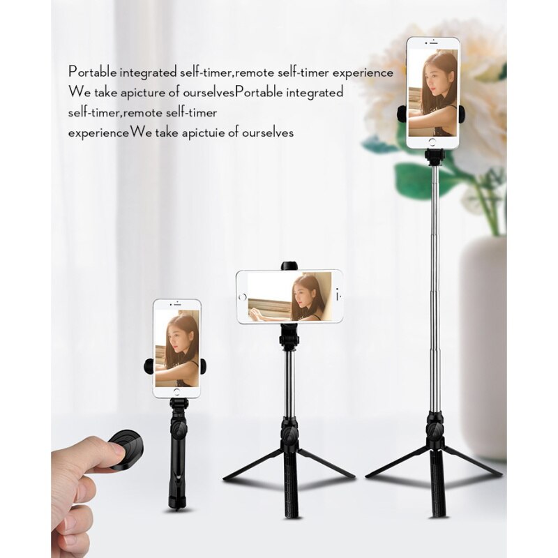 Bluetooth selfie stick stativ för iphone xiaomi huawei roterbar blue tooth selfie tripode trepied tripie phone stick tripod