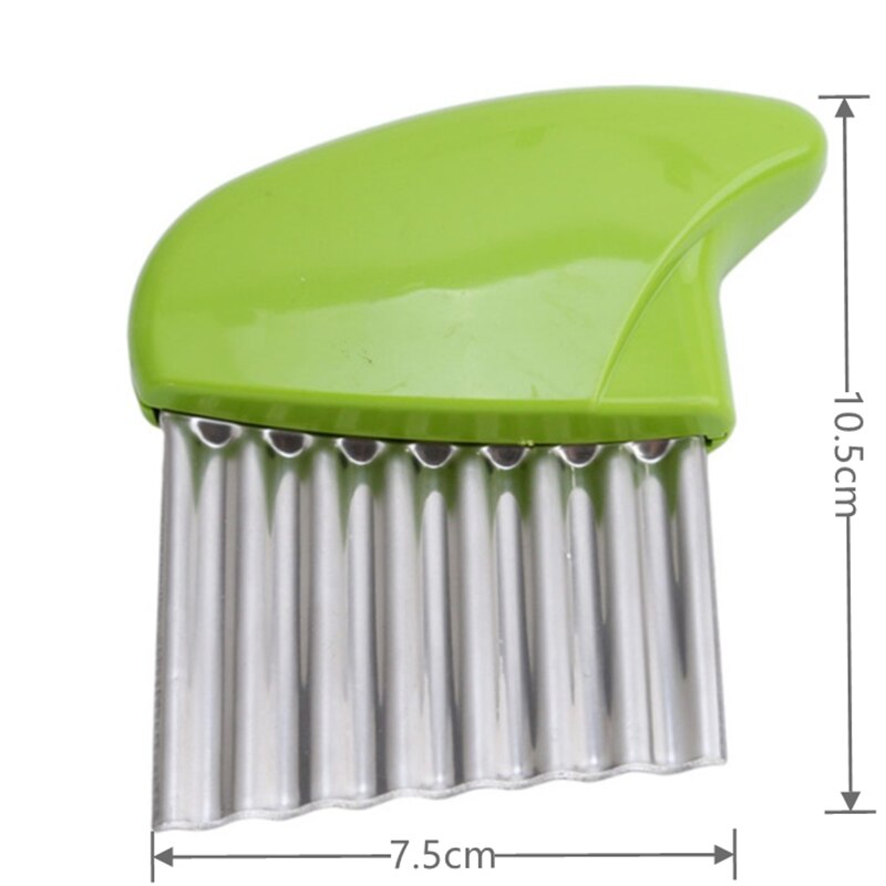 Stainless Steel Potato Chip Slicer Dough Vegetable Fruit Crinkle Wavy Slicer Knife Potato Cutter Chopper French Fry Maker Tool: Green