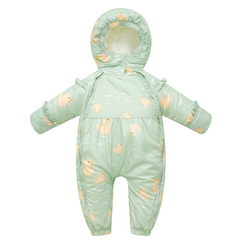 recién nacido niños niñas mono monos ropa para bebé de invierno, además de terciopelo cálido espesar niños con capucha trajes de abrigo para nieve: Verde / 6M