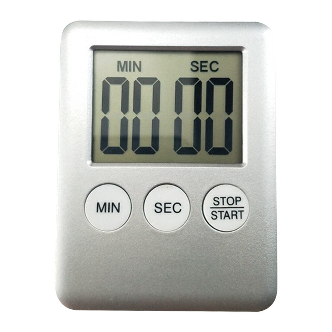 Simple Practical Use Digital Square LCD Display Home Kitchen Timer Electronic Kitchen Cooking Timer Stopwatch cooking timer: Sliver