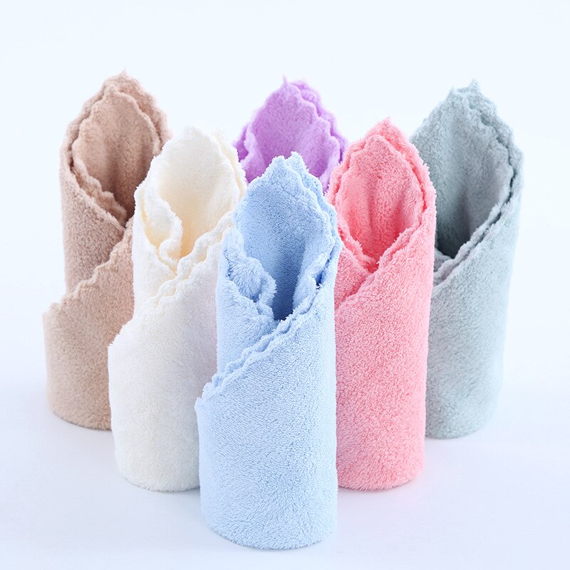 1PC Coral Fleece Square Scarf Thicken Soft And Absorbent Hand Towel Kitchen Car Wipe Towel Small Rag