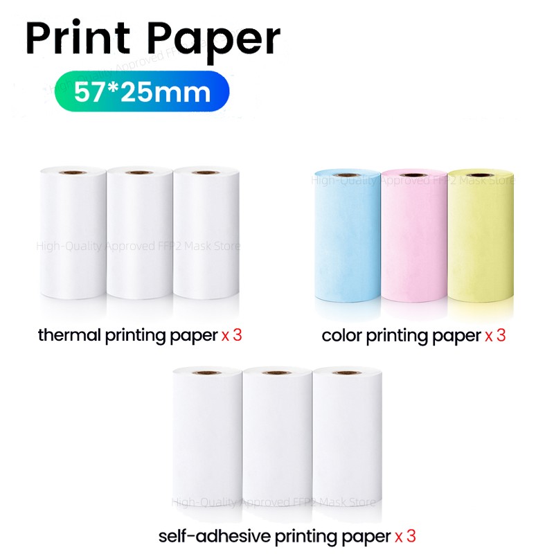 Mini-Druckerpapier, Thermopapier, Etikettenaufkleber, farbiges selbstklebendes Papier für drahtlosen Bluetooth-Foto-Tintenloser Drucker