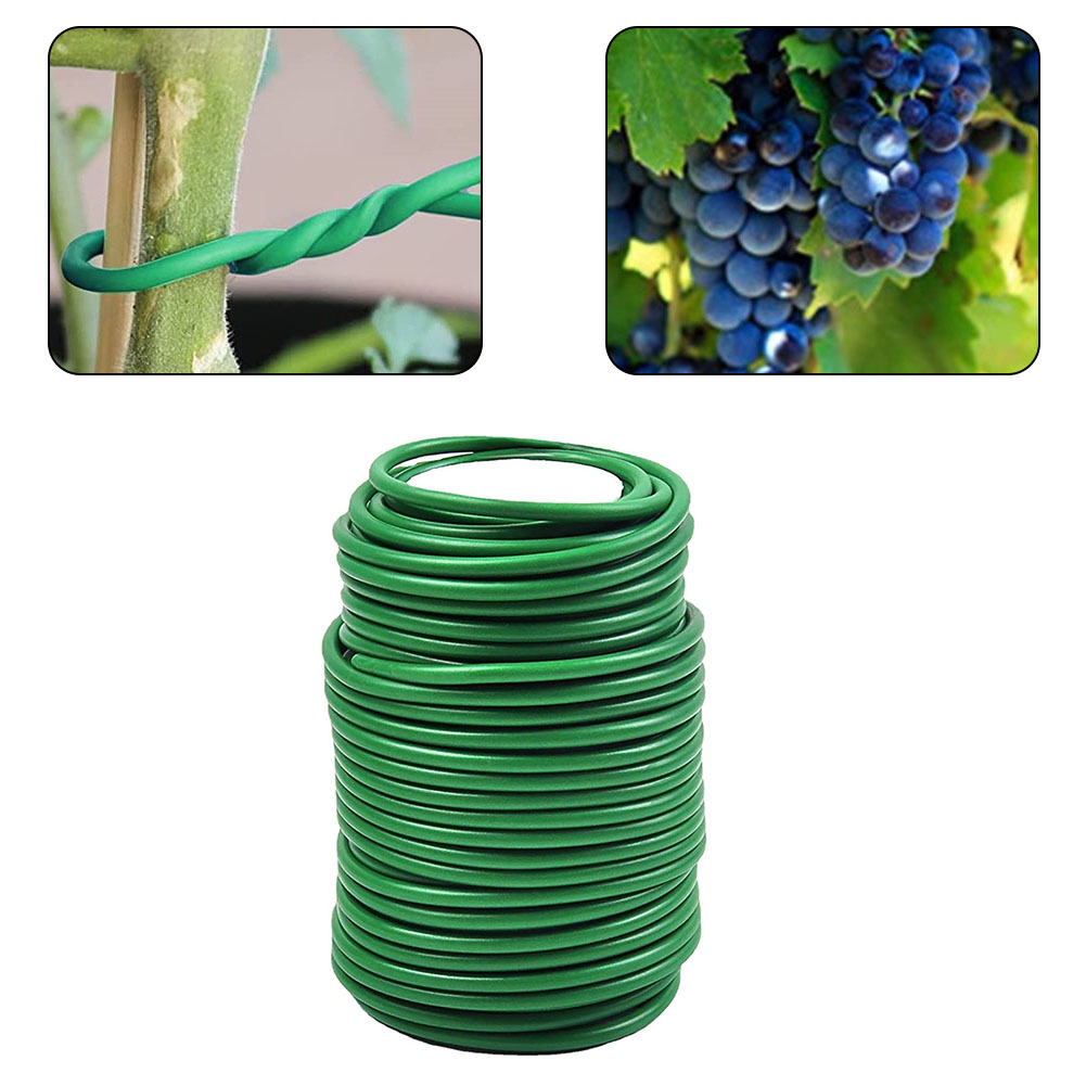 Attaches de câble de jardinage 8m/10m, ficelle végétale verte, Flexible, pliable, Support de jardin, attache de câble, fil d'acier enduit de caoutchouc réutilisable