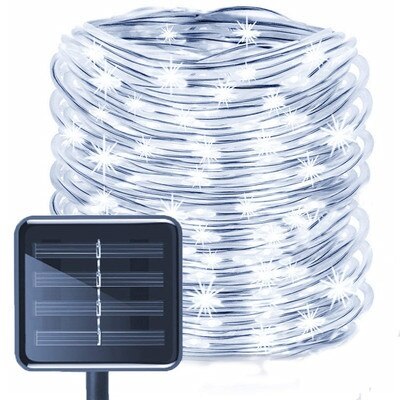 Solar Copper Wire Tube Light 8 Mode Outdoor Waterproof String Lights Christmas Garden Lights LED Lantern: 22M 200LED / White
