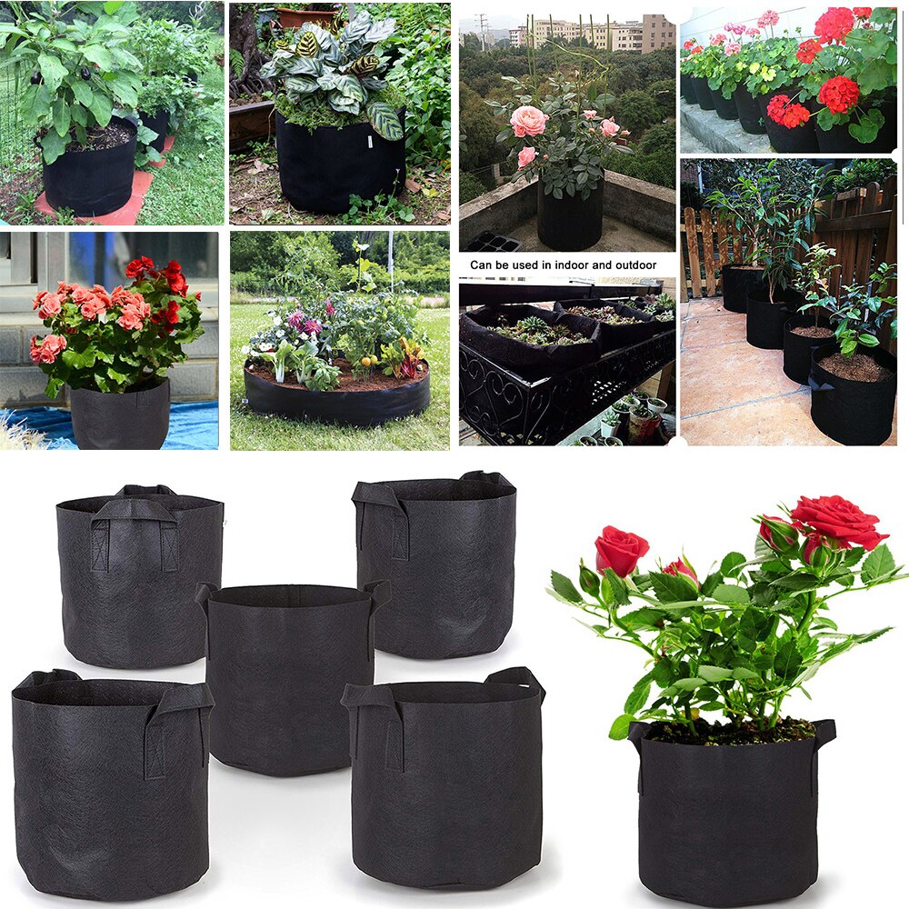 Bolsa negra para cultivo de plantas, 1/3/5/7/10 galones, aireación de flores vegetales, maceta, contenedor para plantar flores, D30