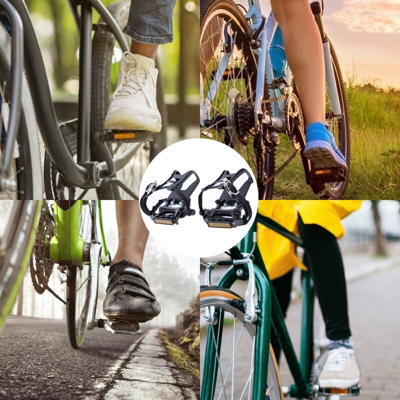 Cykelpedaler spinningcyklar för fitnessövningar med tåklämmor och bälten för utomhusridning inomhus cykelpedaler