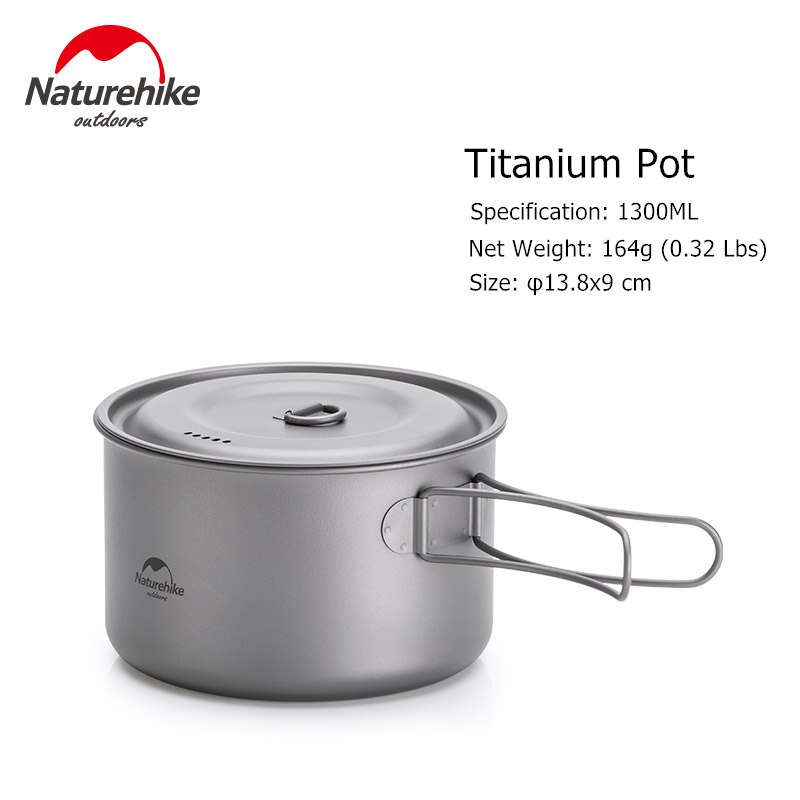 Naturvandring titan kokkärl camping gryta stekpanna vik bärbar utomhus titan kastrull pan titan porslin campingutrustning: Kruka  - 1300ml