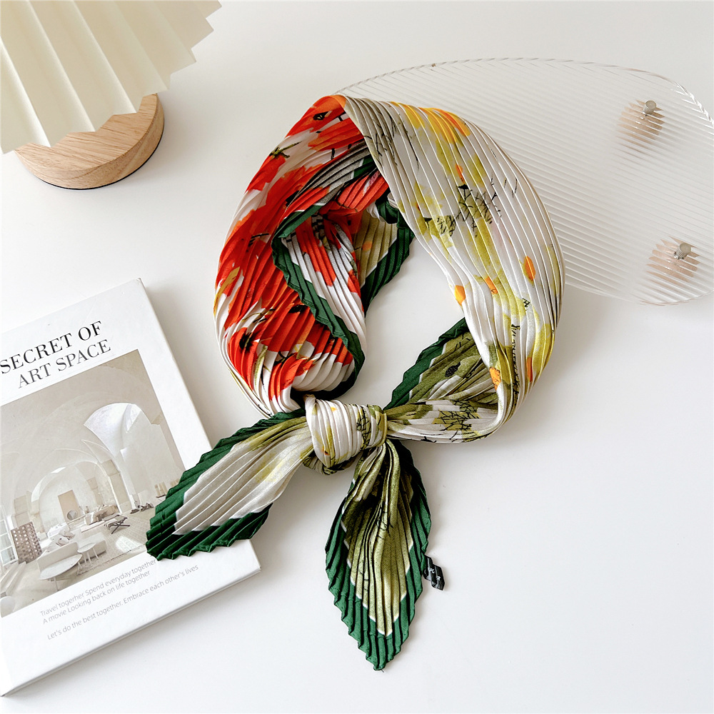 70*70Cm Vouwen Bloemenprint Vierkant Haar Sjaal Bandana 'S Haarband Hoofdband Hoofddoek Hoofddoek Tulband Omslagdoek: Rood