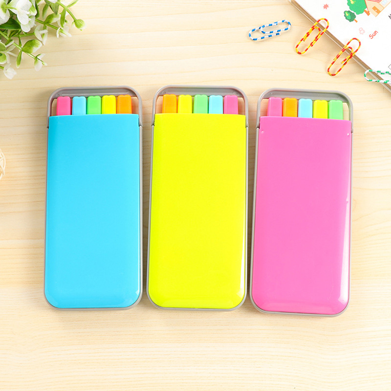 Stylo marqueur Fluorescent couleur bonbon, 5 pièces/lot, surligneur, stylos de marquage pour étudiants, fournitures scolaires et de bureau, papeterie japonaise