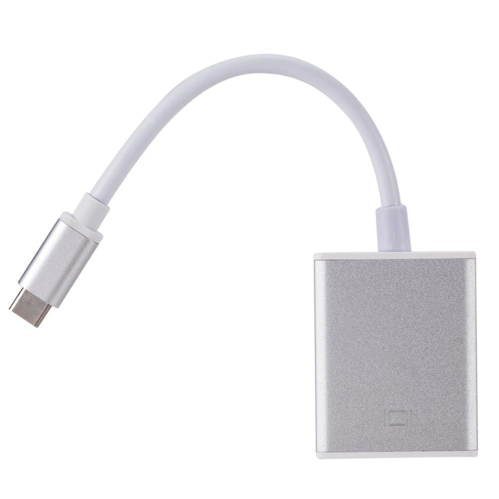 Grwibeou USB 3.1 to VGA Adapter Type C to Female VGA Adapter Cable for Macbook Surface Pro Sales USB C TO VGA Converter: Silver