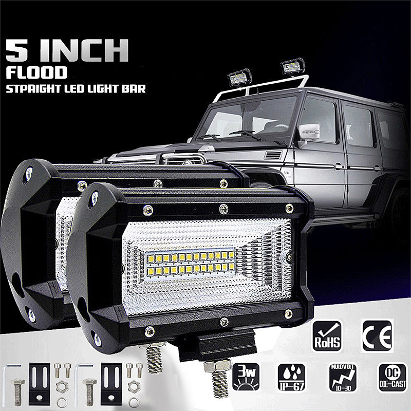 1 stk 72w ledet arbeidslys 12v lysbjelke 5 tommer 4d ledet lampe til auto tåkelys til traktor båtbil lastebil suv atv motorsykkel