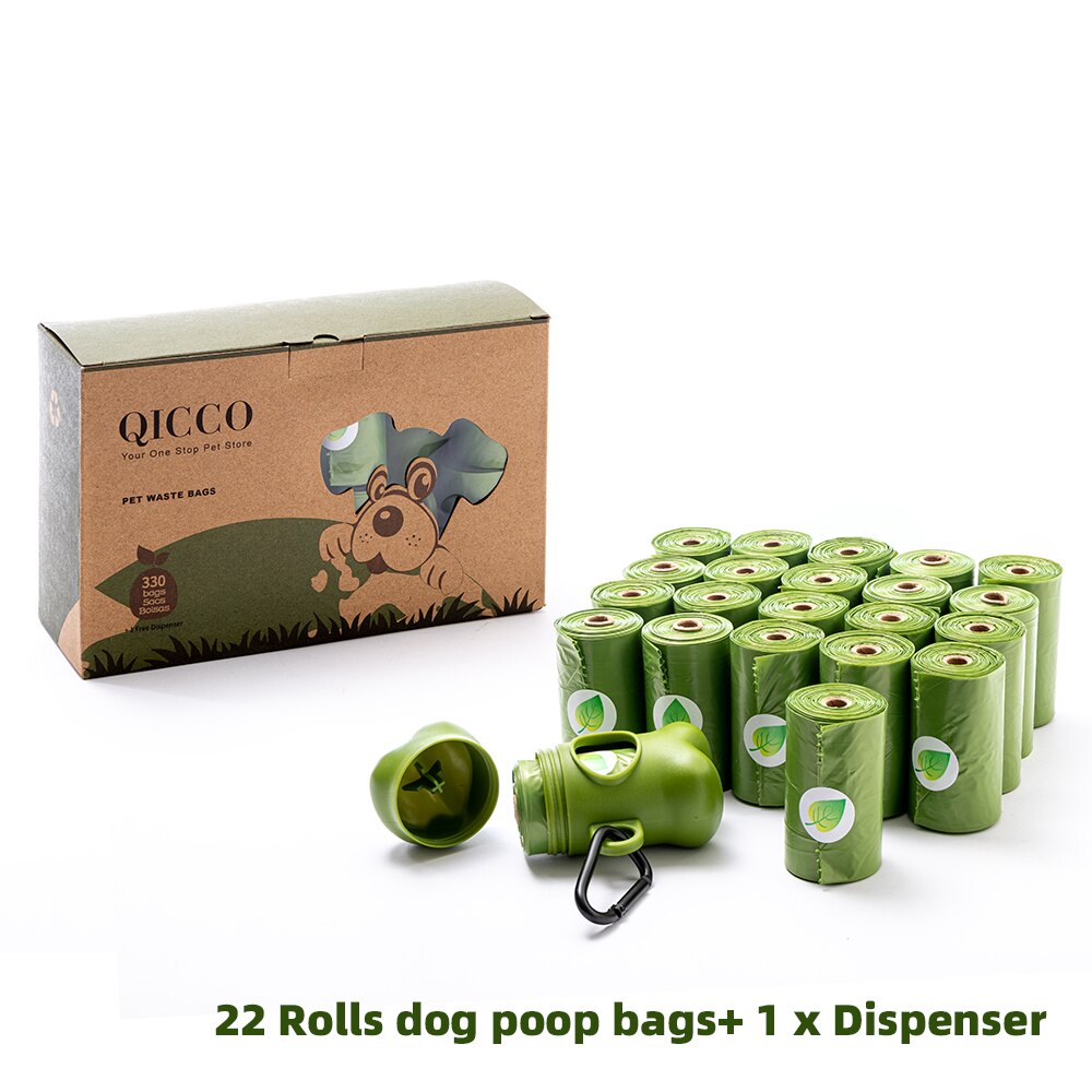Biodegradable Dog Poop Bags Zero Waste Pet Dog Pooper Bags Litter Poop Bag Dispenser Outdoor Cleaning Products Pets Supplies: 22rolls 1 dispenser