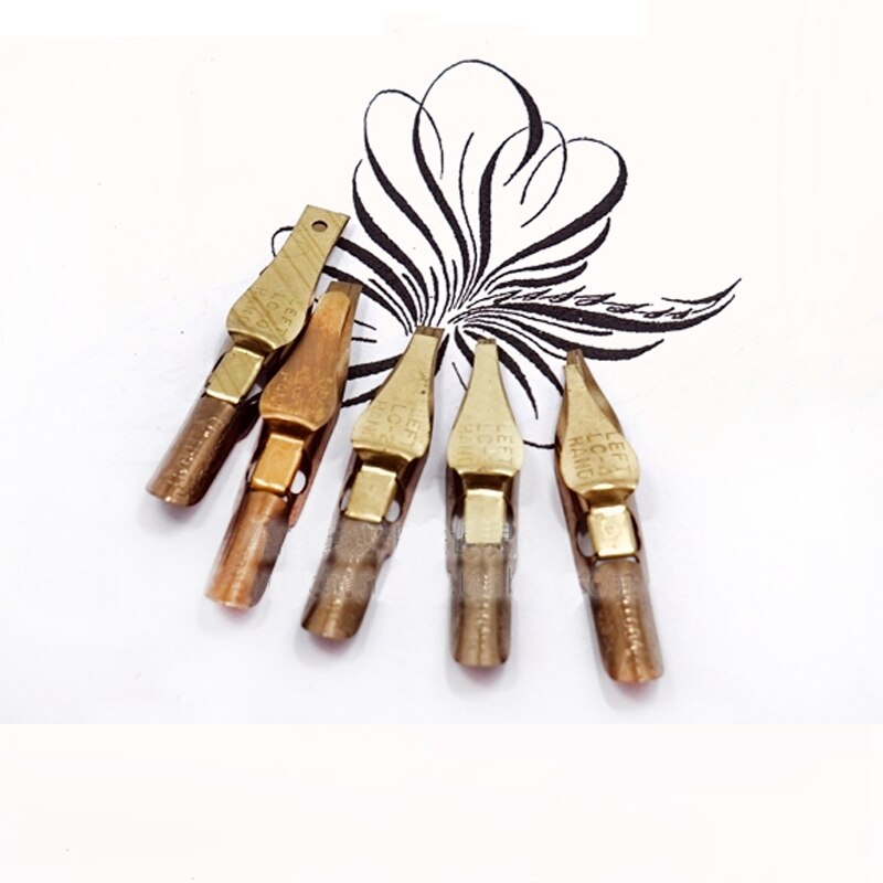 Lote de 5 unidades de plumas para zurdos, caligrafía oblicua inglesa, Copperplate, escritura, pluma de inmersión antigua