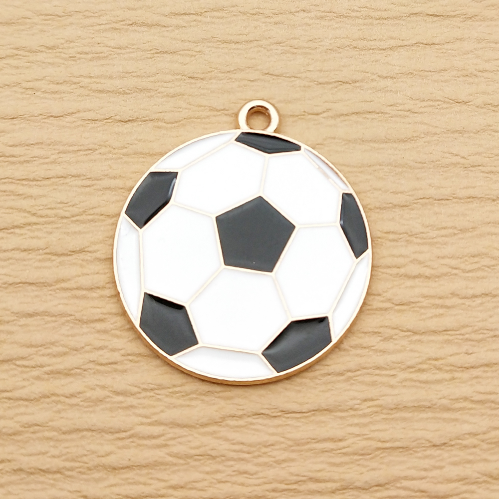 10 Uds. De dijes de joyería, accesorios de fútbol, baloncesto, voleibol, Diy, hacer pendientes, llavero, pulsera, colgante de Metal chapado en oro: Marrón