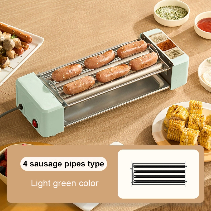 Electric Sausage Machine Multifunction American Dog Kebab Roller Teppanyaki Barbecue Grill Steak DIY Hamburger Baking Oven: green
