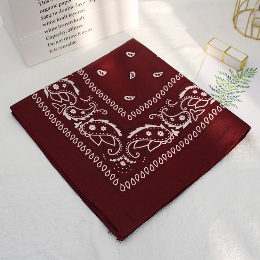 Bandana Vierkante Hoofd Hip Hop Zwart Sjaals Vrouwen Sport Bandana Haarband Sjaal Sport Hoofddeksels Zakdoek: Wijn Rood