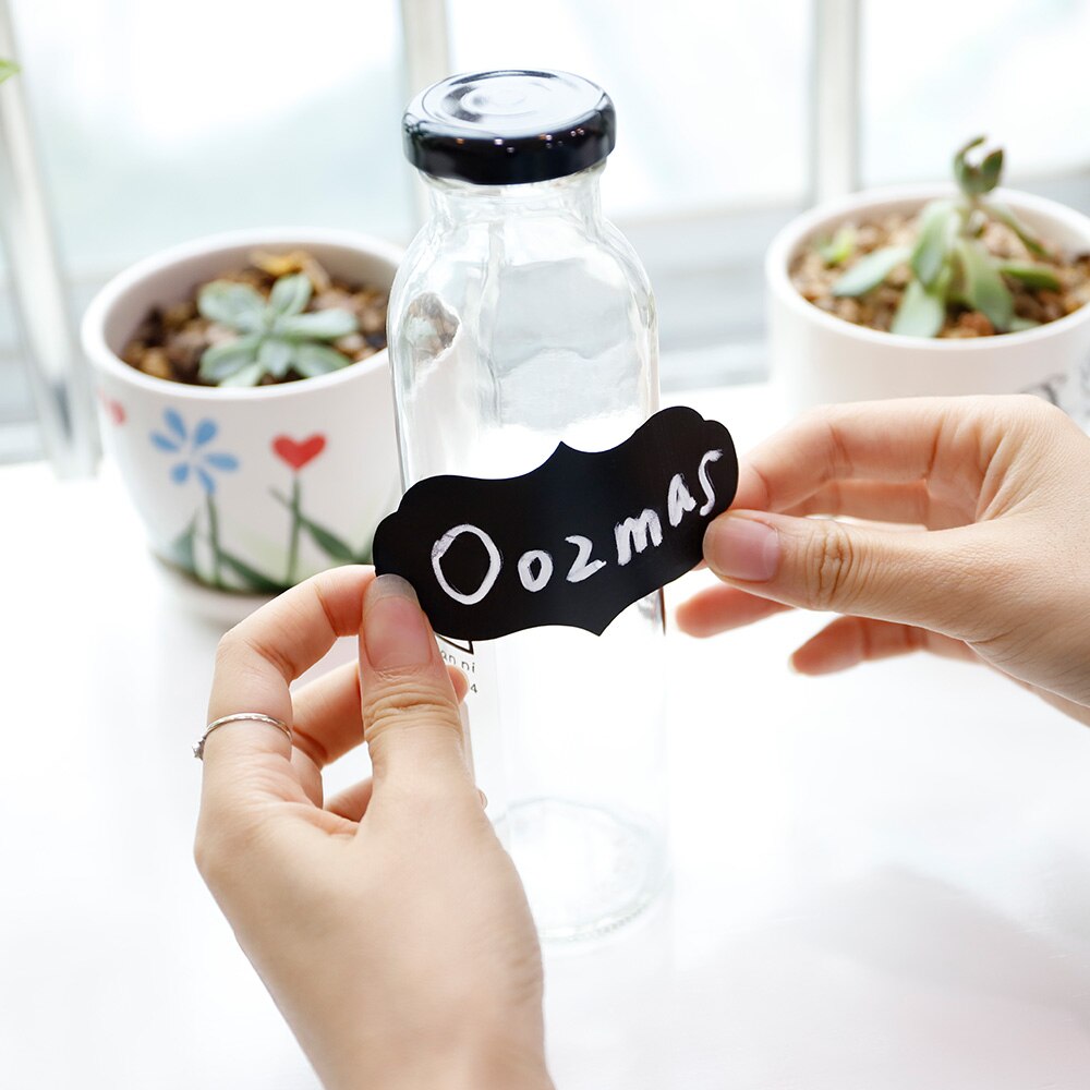 112pcs/set Blackboard Labels Waterproof Blackboards Sticker Mixed Color 9X5cm with Ink Pen Reusable Blackboard Vinyl Set