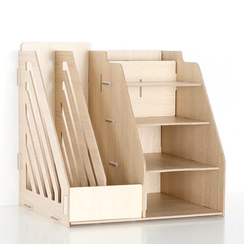 1 Juego de bandejas de madera de Color Natural para documentos, Accesorios de escritorio, organizador, recipiente para revistas, útiles escolares para oficina, archivos de escritorio
