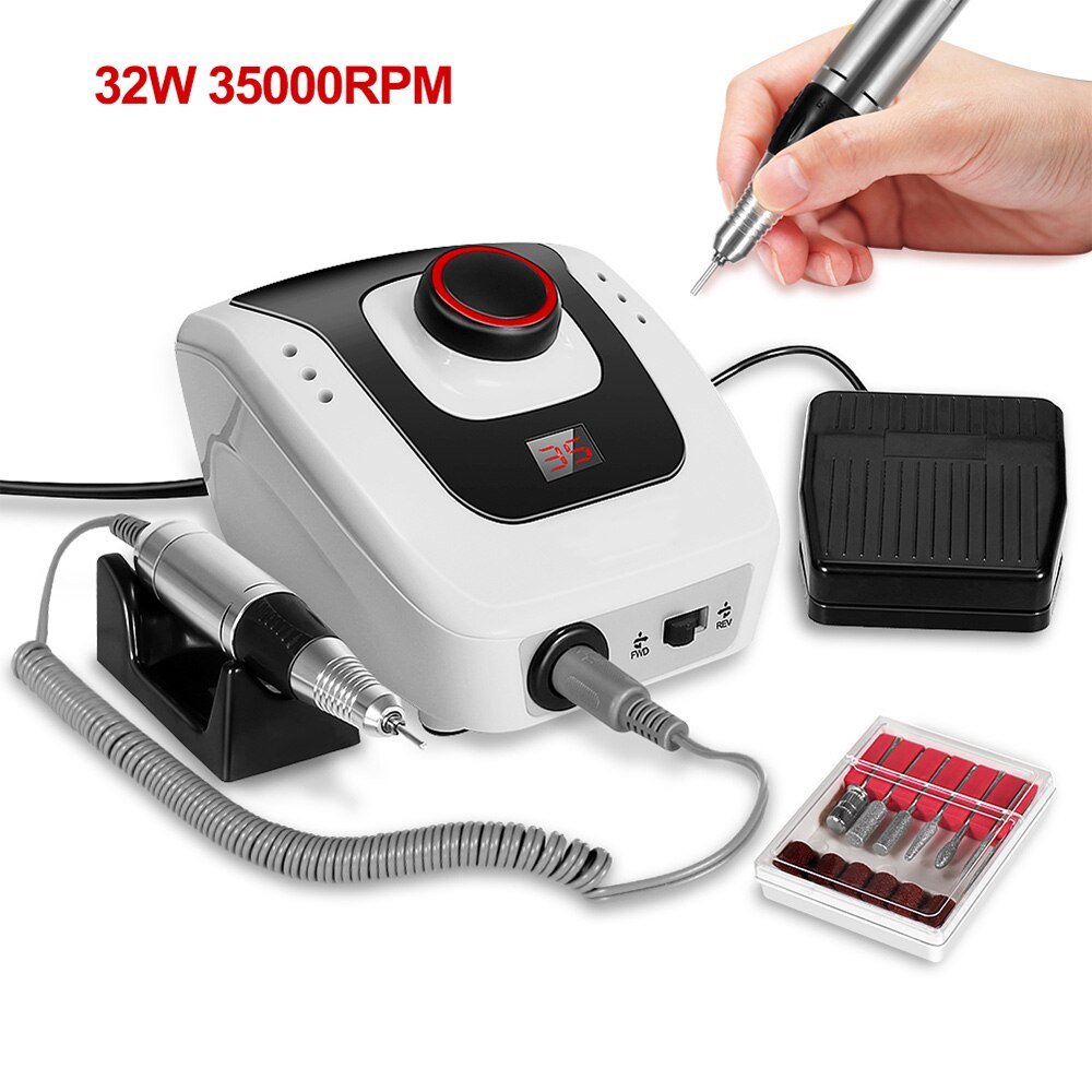 Elektrische Nail Boor Machine 32W 35000Rpm Voor Manicure Machine Boren Nail Frees Apparatuur Nail Pedicure File Gereedschap: 508 Black