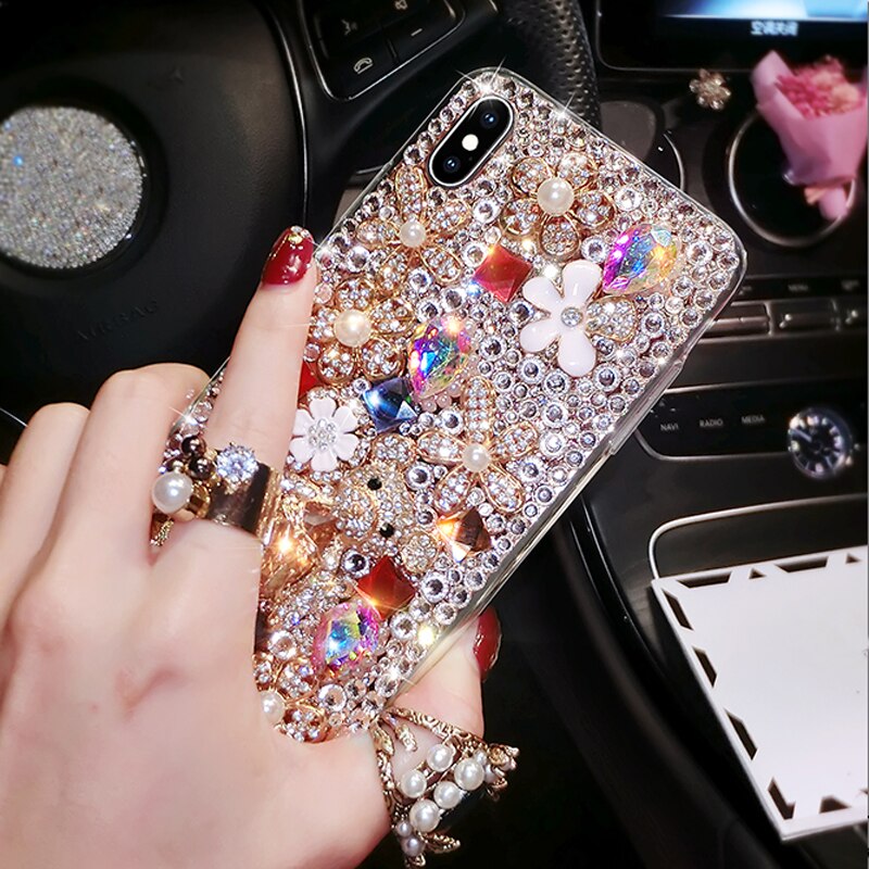 Sunjolly oso Rhinestone funda para samsung Galaxy S20 más S20 Ultra A71 A51 A21 A01 M40S M30S A70S A20S A10S cubierta de diamante de coque