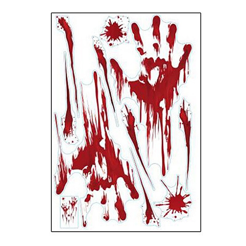 Halloween Bloody Sticker Horror Footprint Decals Blood Handprint Bat Terror Palm Poster Blooding Festival Glass Halloween Decor: A1