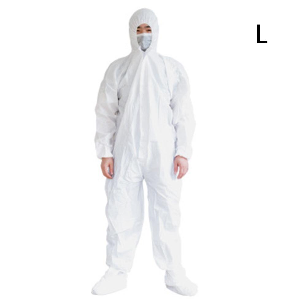 Wegwerp Overalls Beschermende Kleding Voor Schilderen Polijsten Isolatie Preventie Fokken Enzym Bad Jumpsuit Hooded Laarzen: white L