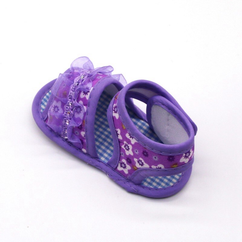 Bébé fille sandales respirant motif à fleurs anti-dérapant chaussures avec dentelle espadrilles décontractées enfant en bas âge chaussures à semelles souples 0-18M