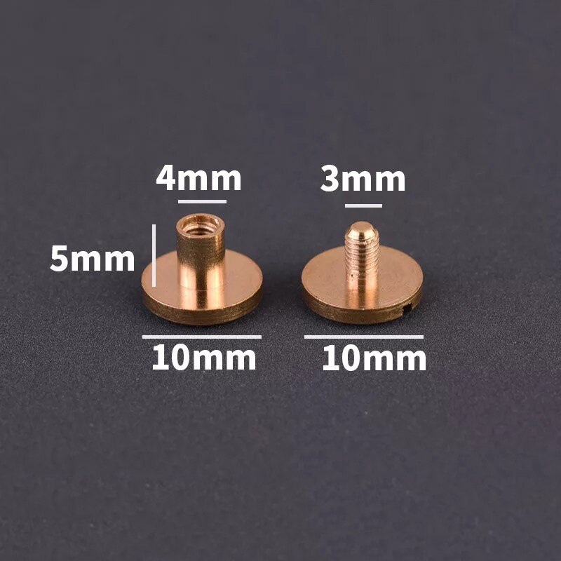 Tornillos de encuadernación de latón macizo, remaches de clavos para álbum de fotos, tachuelas artesanales de cuero, sujetadores de billetera de cinturón, tapa de 10mm, 10 Uds.: 10mm x 5mm