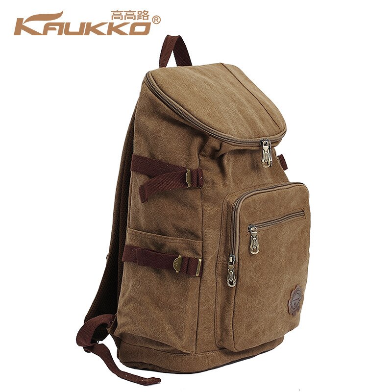 KAUKKO Mannen Rugzak Rits Effen mannen Reistassen Canvas Leisure Canvas schooltassen Grote Capaciteit Packsack