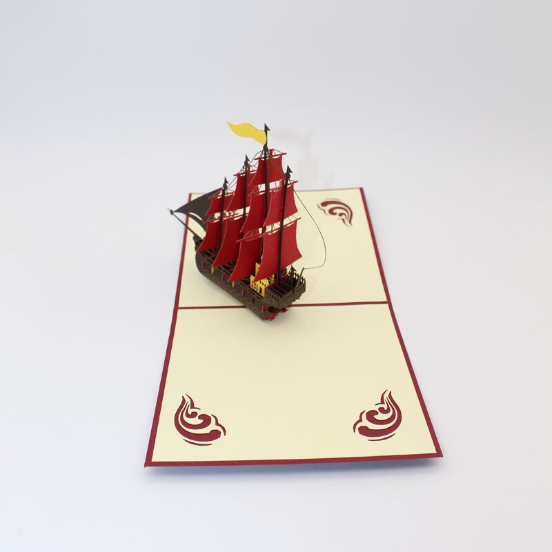3d käsintehtyä meri overlord punainen lippu purjelaiva retro merirosvo vene paperi onnittelukortit kirjekuorella liike lasten syntymäpäivä