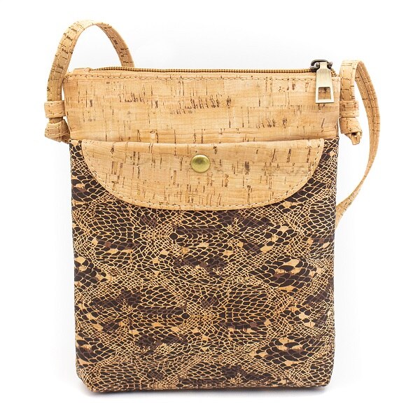 Natural cork with pattern small crossbody purse bag BAG-602