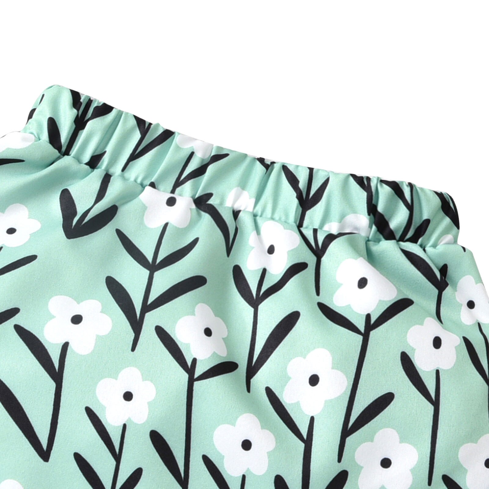 2 Pcs Infant Summer Outfits, Baby Girl Sleeveless Ribbed V-Neck Button Tank Top + Flower Print Skirt (Green)