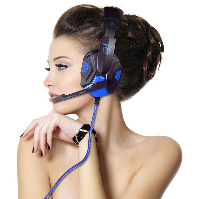 Gaming Headset Met Microfoon En Led Licht Voor Laptop Computer 3.5Mm Wired Noise Isolatie Volumeregeling Gaming Hoofdtelefoon