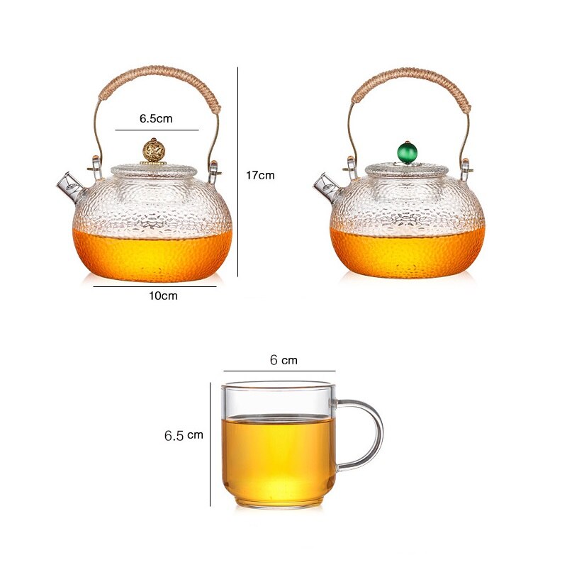Tea Pot Set Heat-resistant Glass Jug Can Be Heated Bamboo Lid Large Capacity Borosilicate Glass Kongfu Tea Set Kitchen Supplies