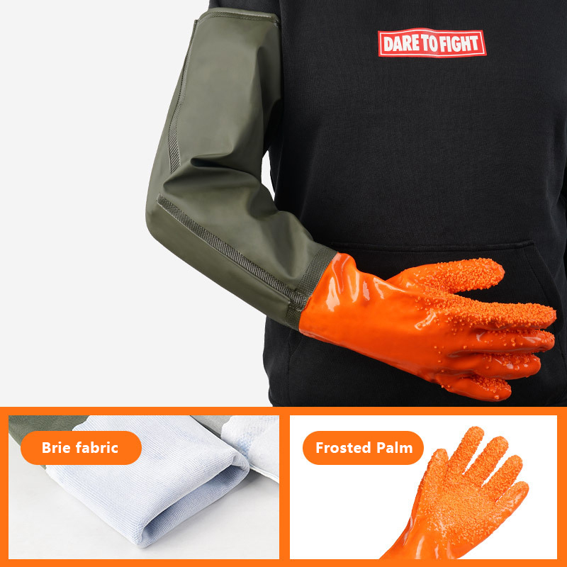 Gants longs en caoutchouc réutilisables imperméables, gants de vidange de livres, gants de degré chimique, PVC, RapDuty, 1 paire: green
