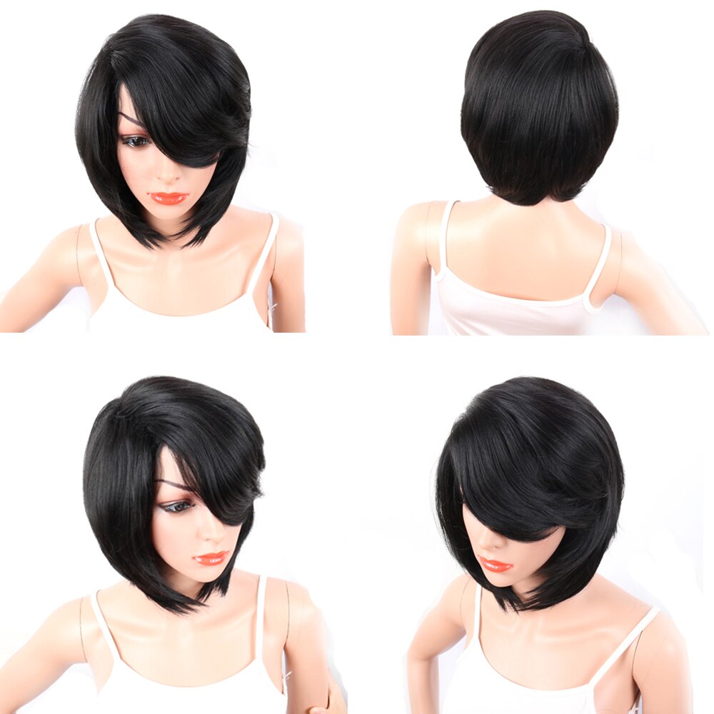 Deyngs-pelucas sintéticas de Bob corto con flequillo para Mujeres Afro Americanas, corte Pixie, pelo Natural, cortes de pelo, Kanekalon