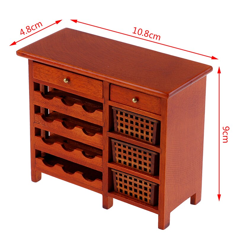 1pc 1:12 mini mahoń wina cabinetfurniture wyświetlacz kuchnia drewniane pudełko miniaturowe akcesoria kuchenne symulacji Model domku dla lalek