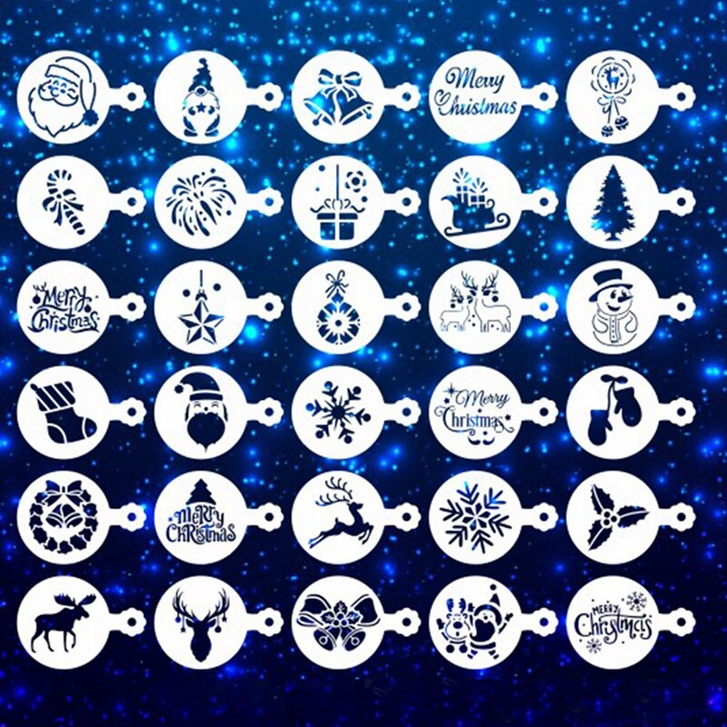 30 Stuks Cookie Stencils Cake Sjablonen Koffie Stencils Herbruikbare Schilderen Cake Stencil Templates Embossing Mallen: Default Title